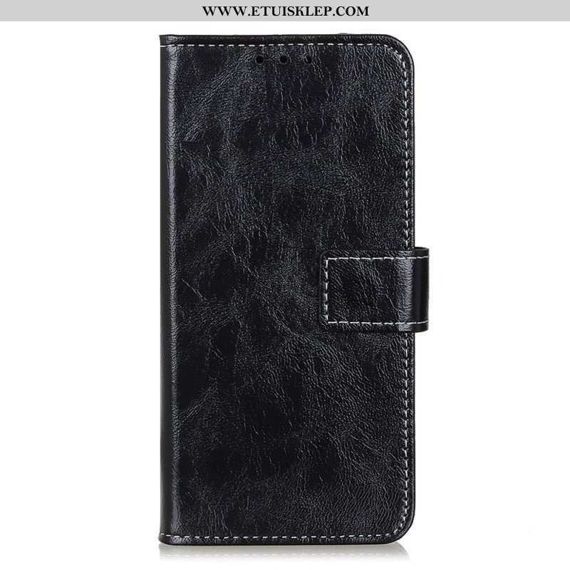 Etui Folio do Xiaomi Redmi Note 12 4G Lakierowana Z Widocznymi Szwami